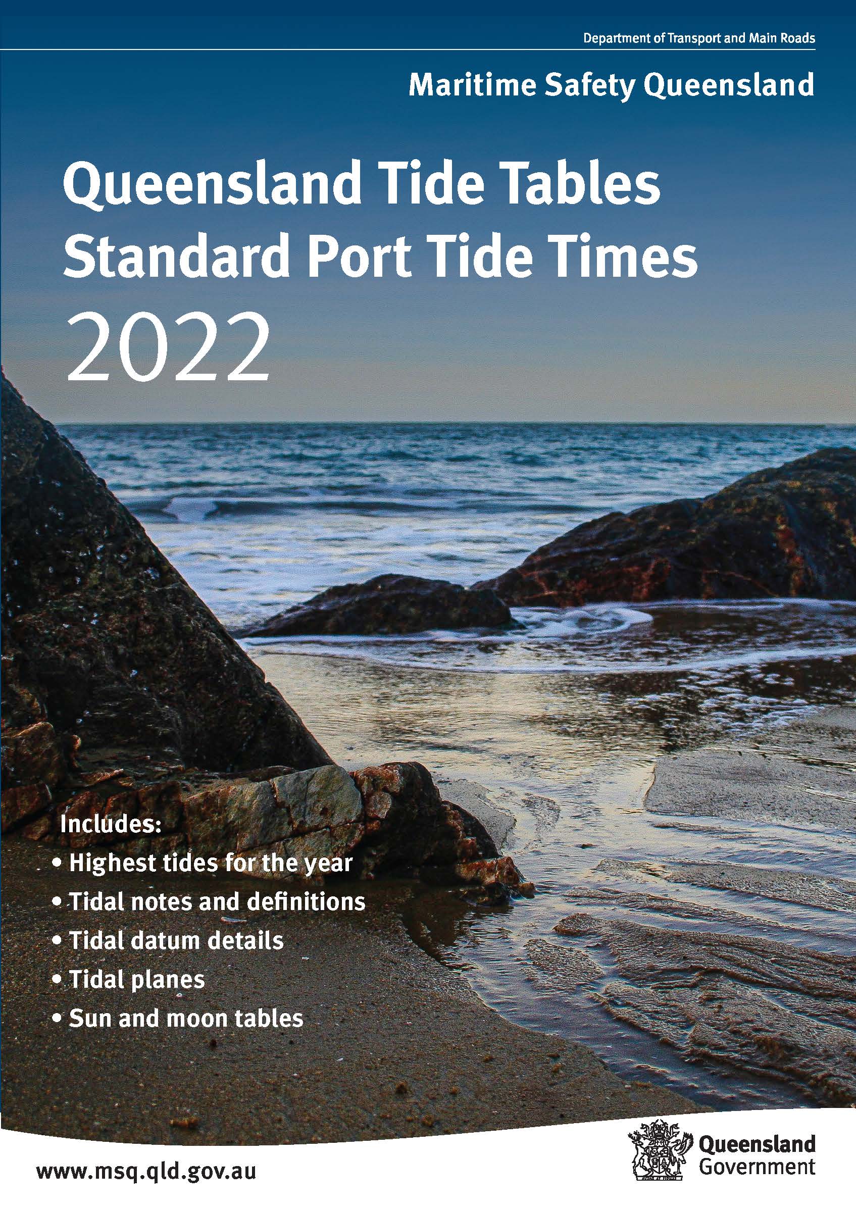 2022 Queensland Tide Tables cover of the shoreline 