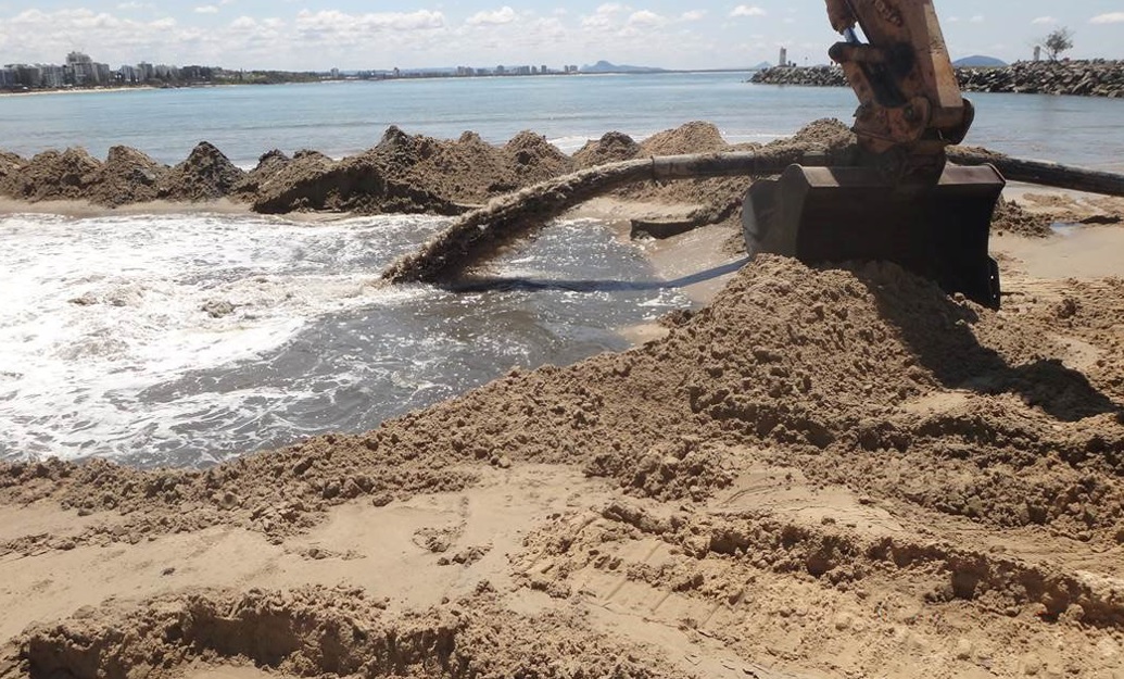 Pipeline pumping sand from the channel and depositing on the beach