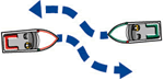 Diagram showing giving way on the water