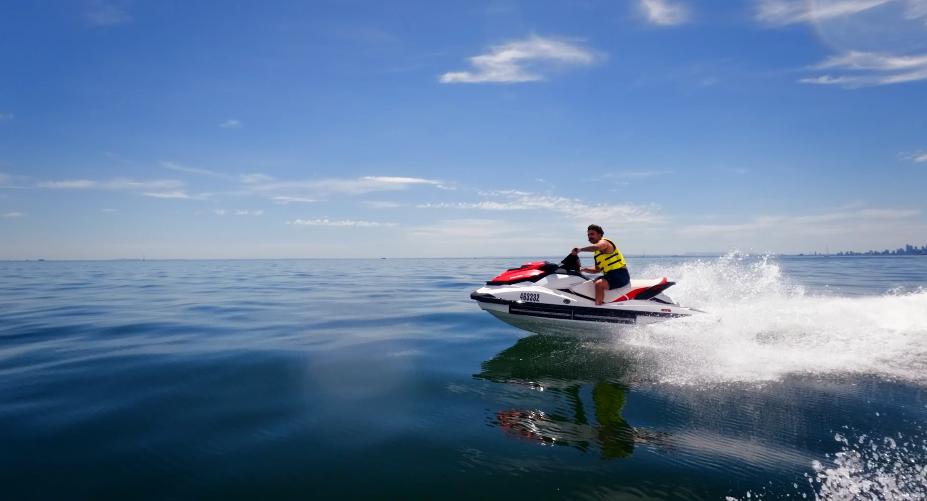A person on a jet ski.