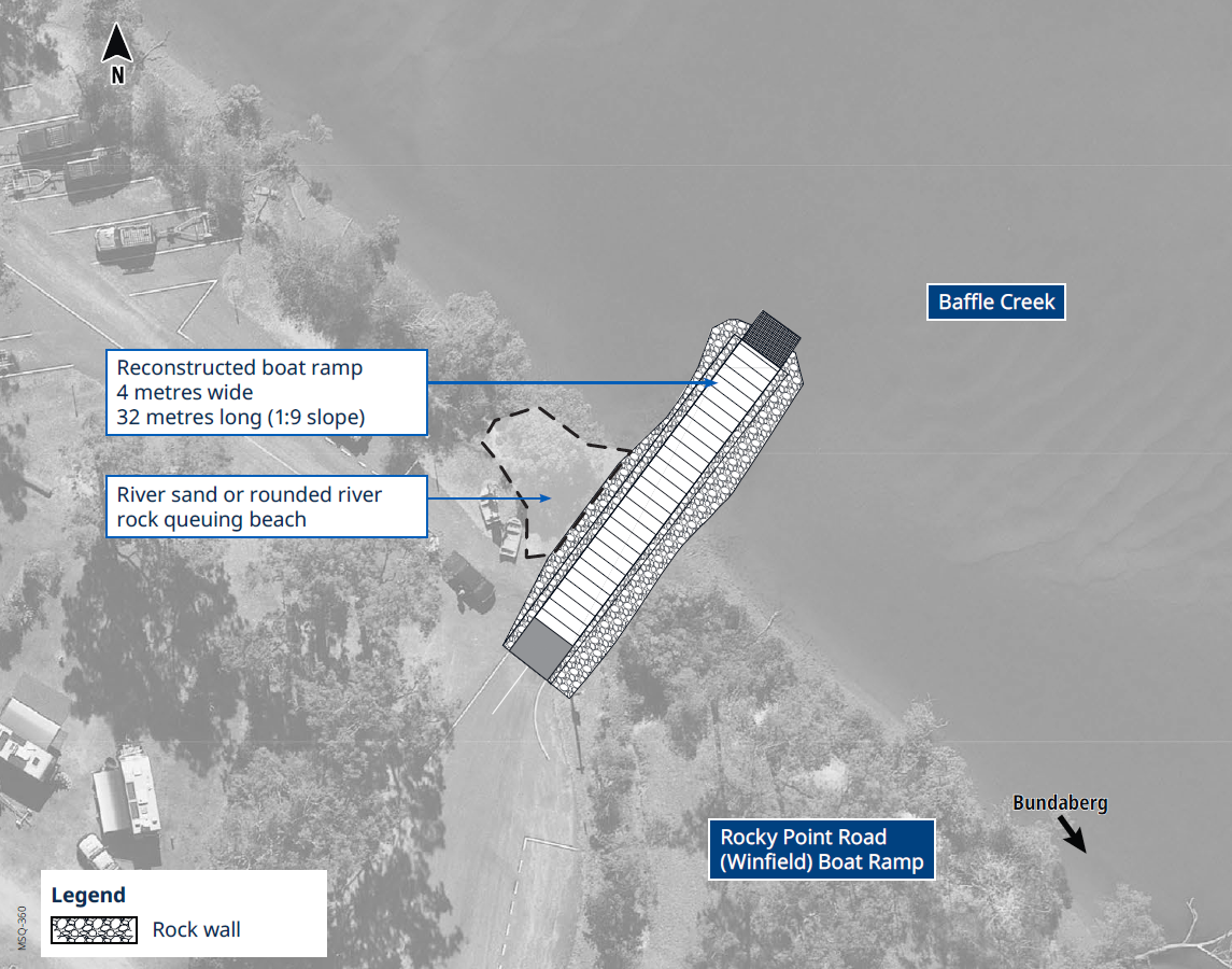 Rocky Point Road Boat Ramp (Winfield) business case development option 3 proposed concept design (3 of 3) - Reconstructed single boat ramp lane