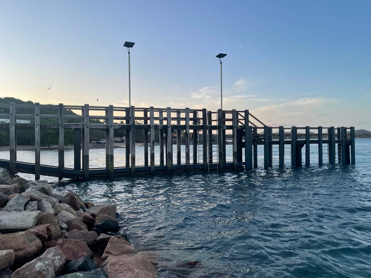 Torres Strait repaired Badu Jetty side on view