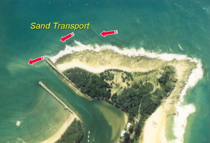 Direction of sand transport around Point Cartwright