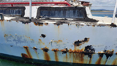 The Conan II showing rust and damage