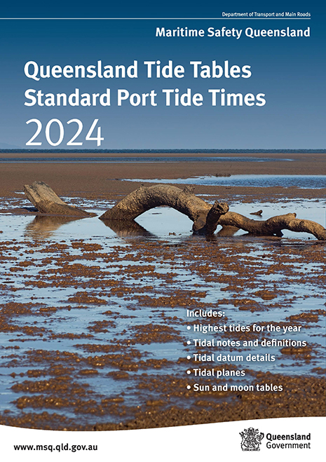 Front cover of the Queensland Tide Tables Standard Port Tide Times 2024