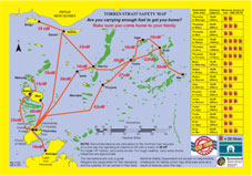 image of a sticker showing safety and fuel requirements for the Torres Strait region