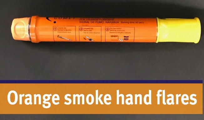 Orange smoke hand flares