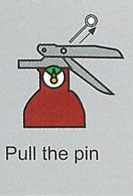 Image showing how to pull the pin of a fire extinguisher