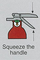 Image showing how to squeeze the handle of a fire extingquisher