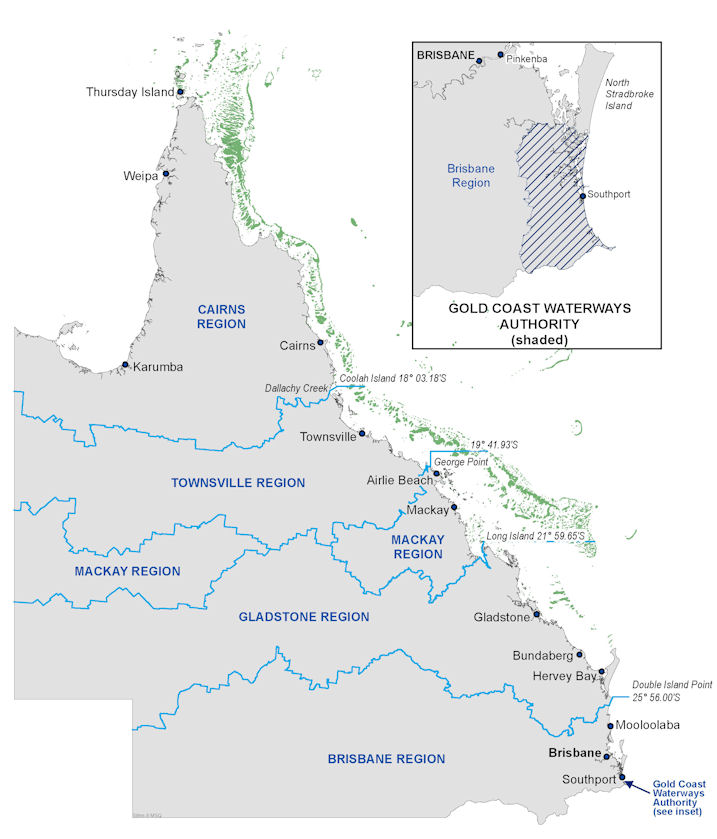 Image of the different maritime regions in Queensland